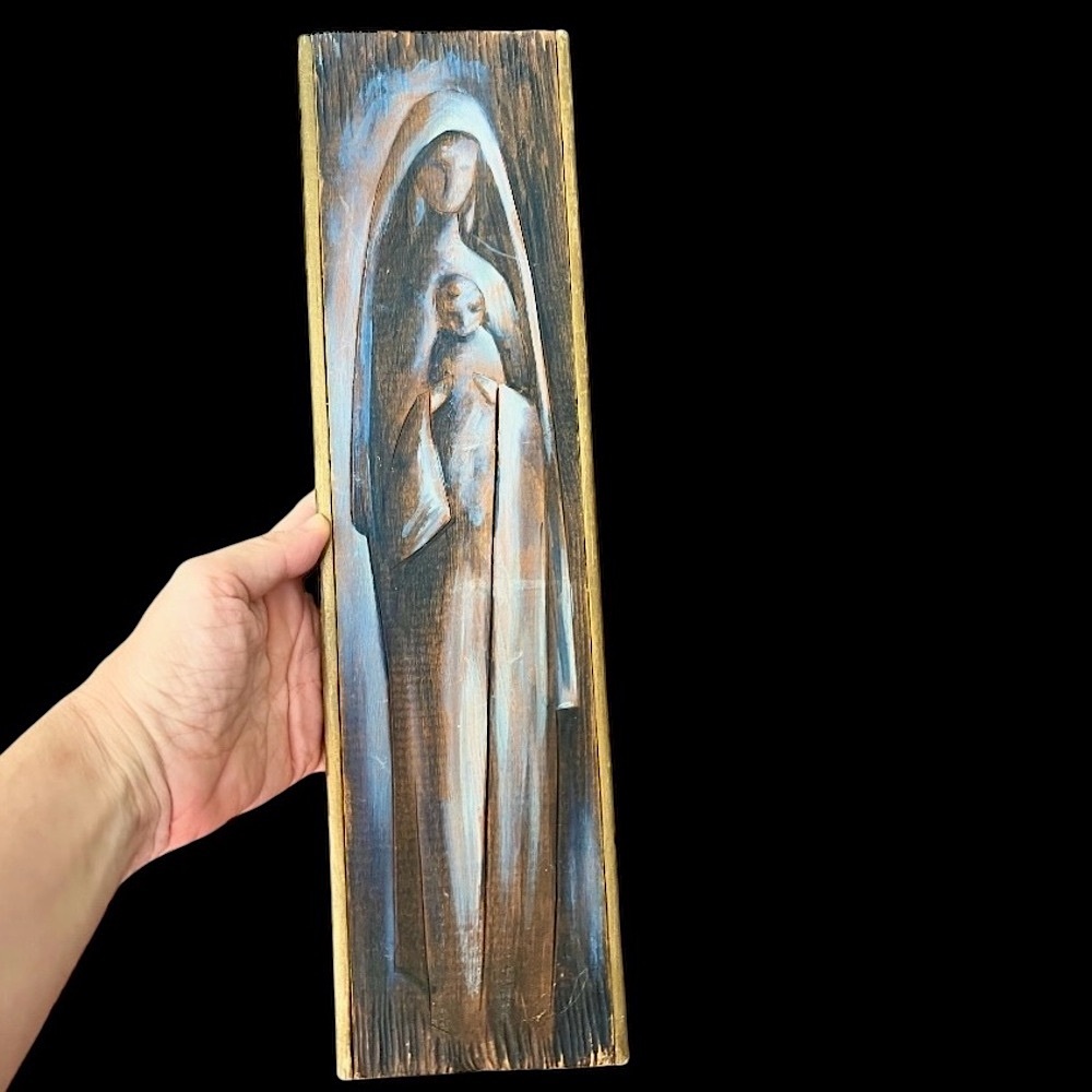 Bro Matthew MCM Painting Wood Mid Century Monk Outsider Folk Art Madonna Child